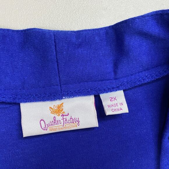 Quacker Factory Top Womens 2X Blue Sequin Tank Cardigan TwoFer 2Fer Layered Look - Picture 11 of 12